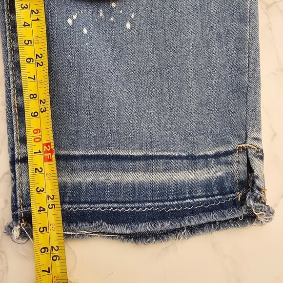Vintage America Blues Boho Skinny Ankle Denim Jeans Raw Hem Blue Women's 12/31 - Picture 8 of 11